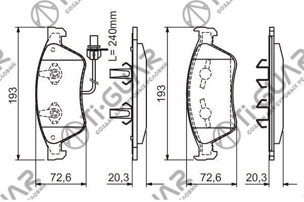 Тормозные колодки TG-0351/PN0351W* Ti·GUAR Тормозные колодки TG-0351/PN0351W* Ti·GUAR